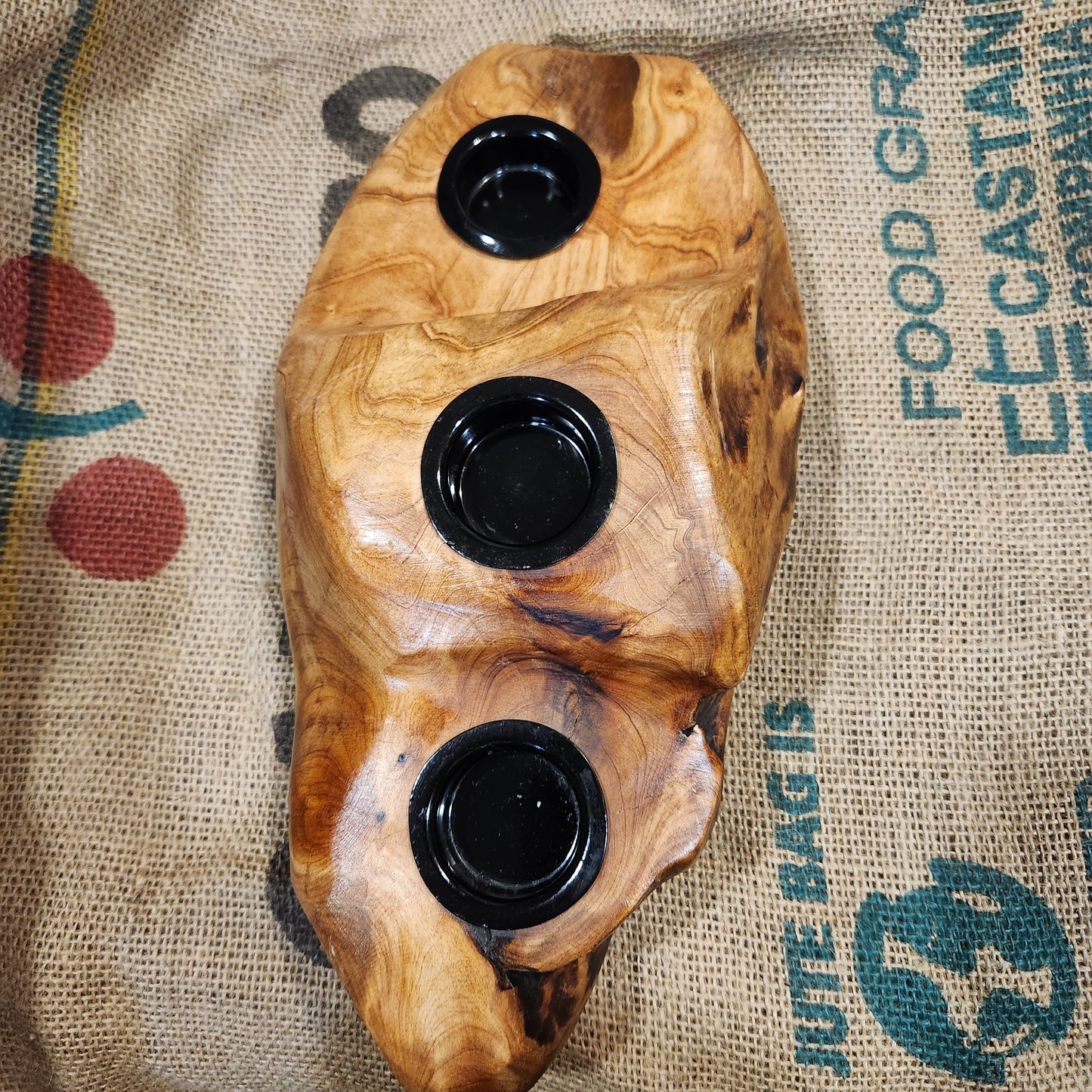 Tealight holder. One of a Kind Reclaimed Wood from trees cut down from a forest fire.