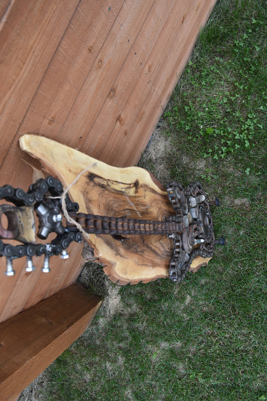 Repurposed metal items welded into a 3D electric guitar - Rustic orginal finish