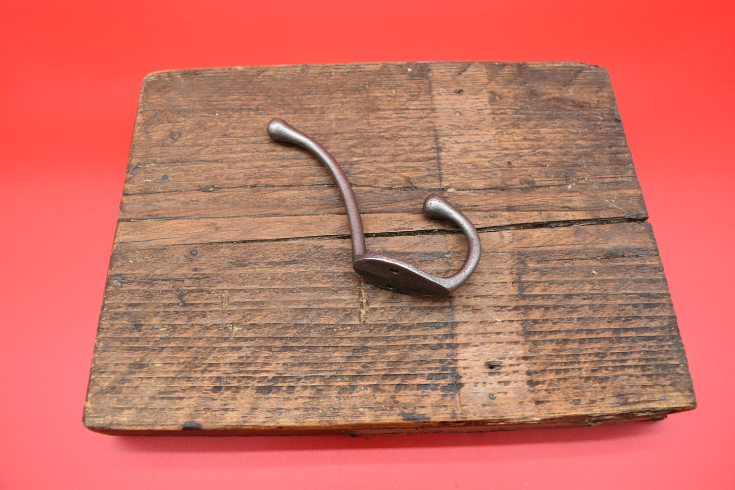 Victorian Hat and Coat Hook - Retro Cast - Antique Iron- 2 hole - 138 mm