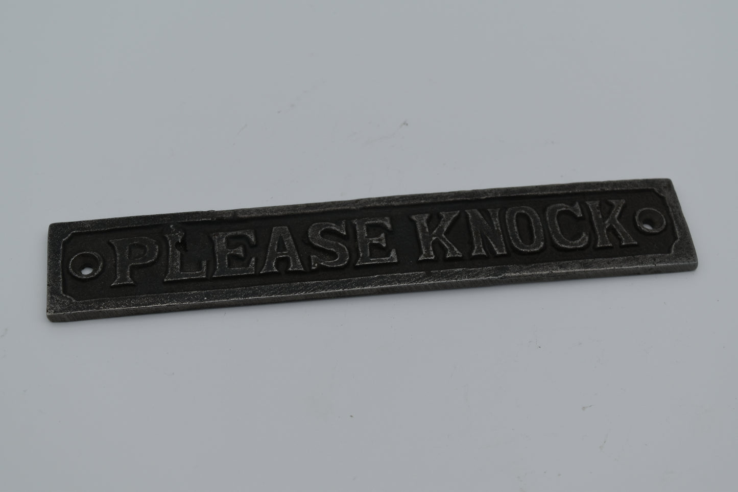 Plaque PLEASE KNOCK Cast Antique Iron – 2 Sizes Available