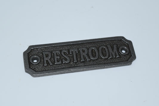 Plaque RESTROOM Cast Antique Iron 35mm x 115mm