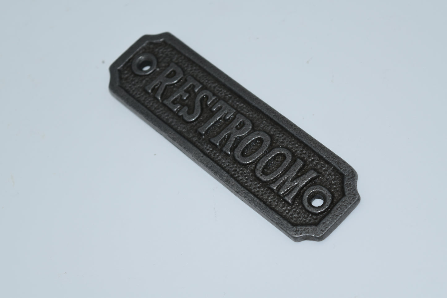 Plaque RESTROOM Cast Antique Iron 35mm x 115mm
