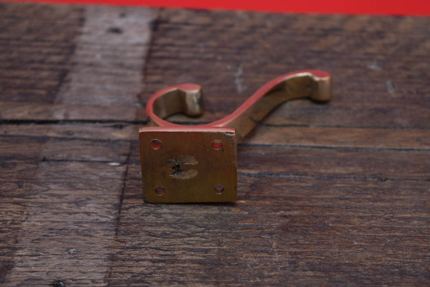 Hat & Coat Hook VOLUTE Square Plate Polished Brass 4"