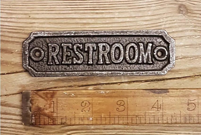 Plaque RESTROOM Cast Antique Iron 35mm x 115mm