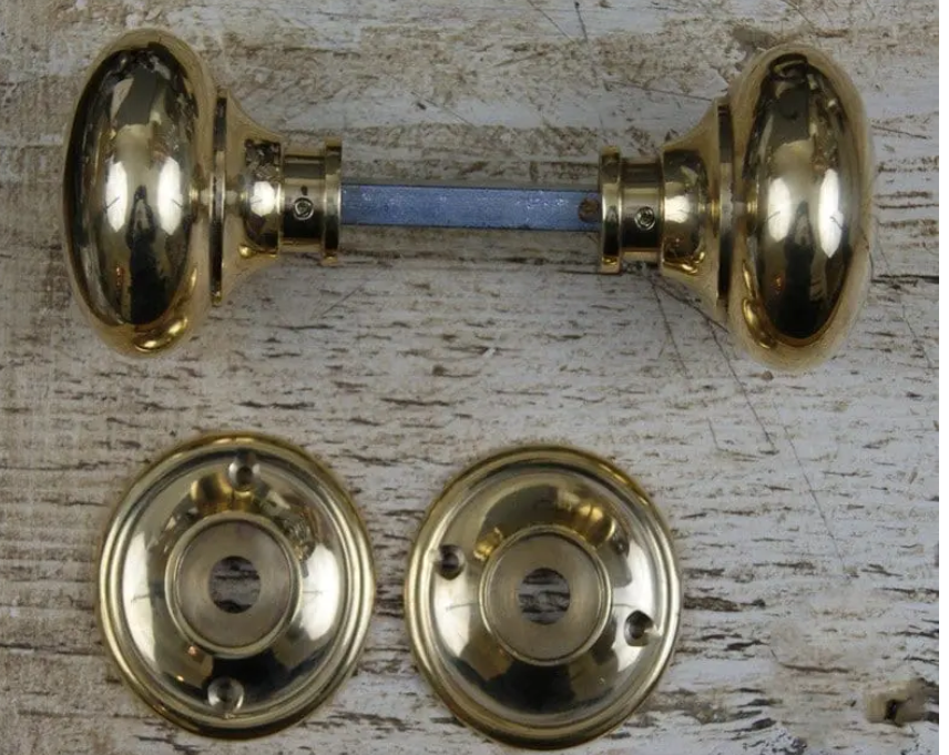 Door Knob Set - The Cottage Bun - Solid Brass or Antique iron 2 1/2"