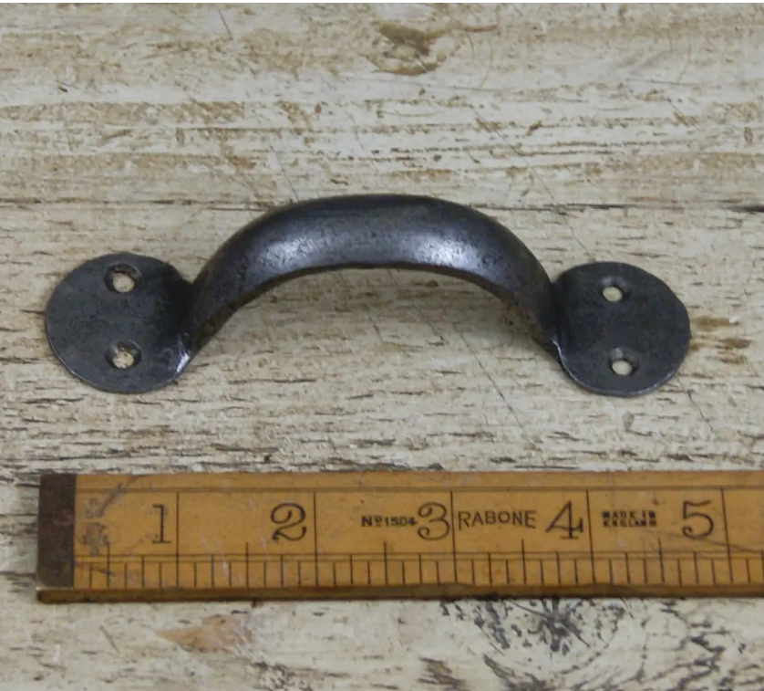 Pull Handle Round End Hand Forged 2 Hole Antique Iron 5", 6" 7", 8", 9", 10", 12", 14" in Black WAX or Natural