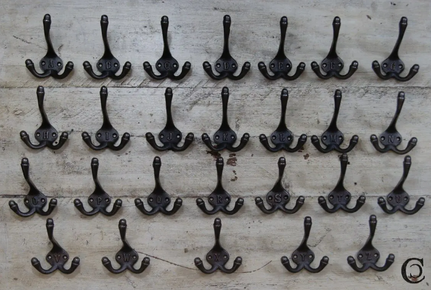 Triple Robe Hooks - A to Z (1 Letter only)