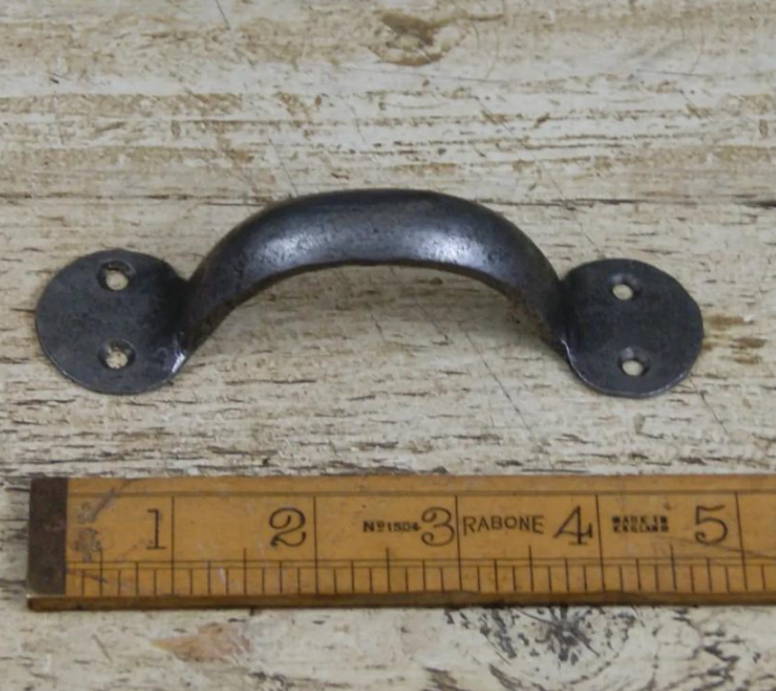 Pull Handle Round End Hand Forged 2 Hole Antique Iron 5", 6" 7", 8", 9", 10", 12", 14" in Black WAX or Natural