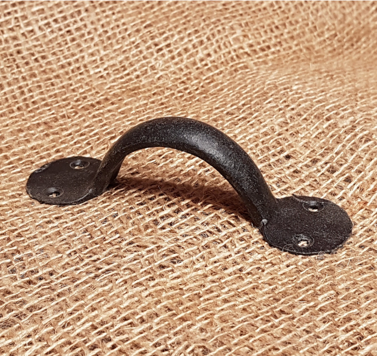 Pull Handle Round End Hand Forged 2 Hole Antique Iron 5", 6" 7", 8", 9", 10", 12", 14" in Black WAX or Natural