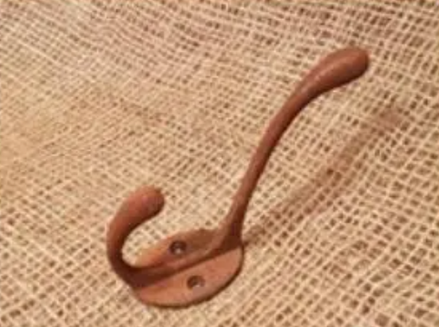 Victorian Hat & Coat Hook - 2 hole Rustic, Solid Brass, Patina, Antique Iron,  Antique Copper, Antique Brass Finishes
