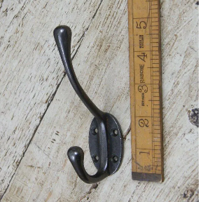 Victorian Hat and Coat Square Stem 4 Hole Satin Black or Antique Iron 4.5"