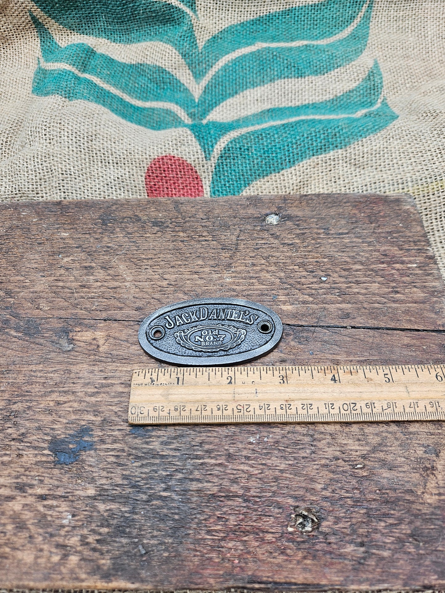 Plaque Oval JACK DANIELS Antique Iron 40mm x 77mm