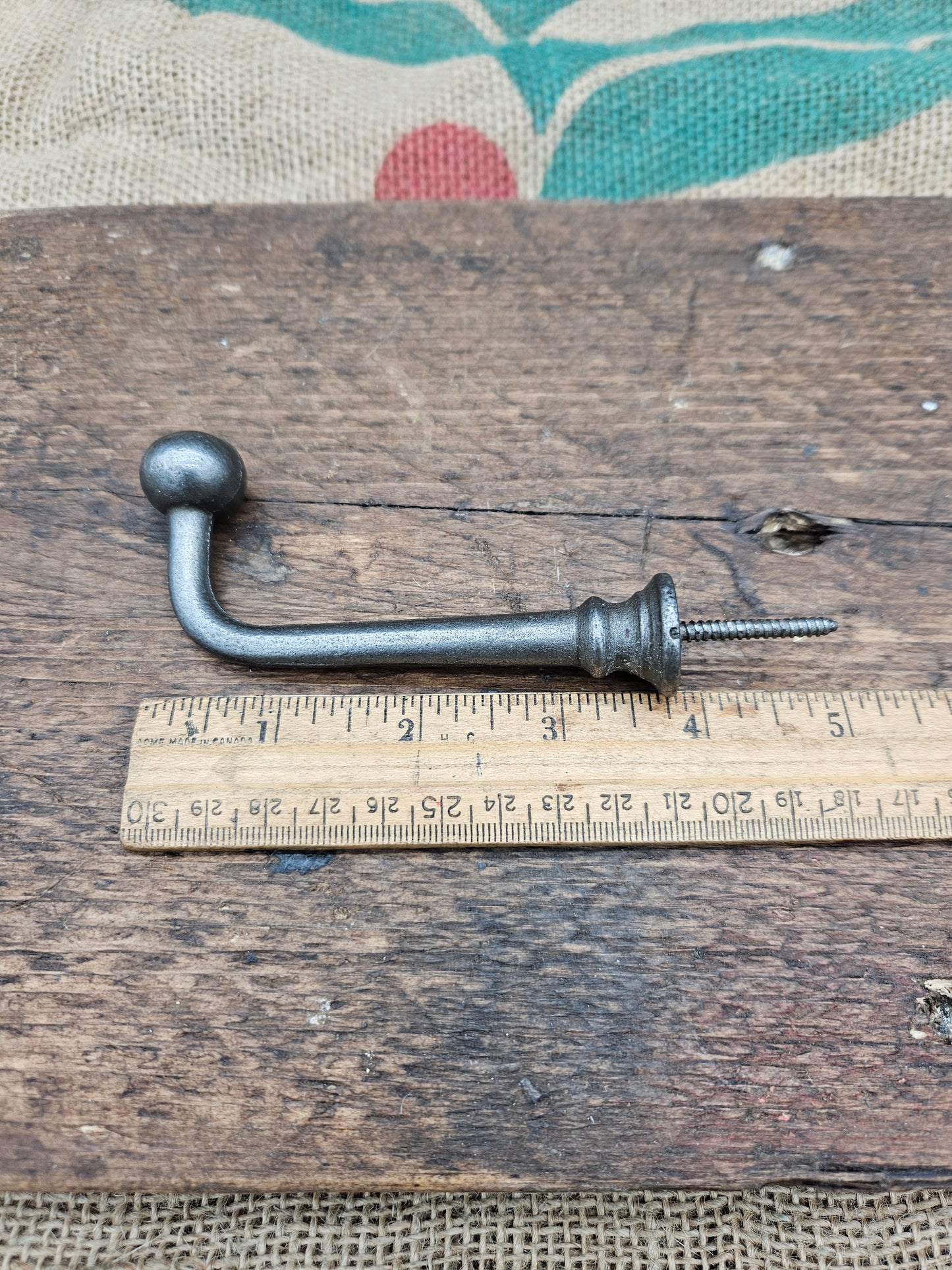 Hat Hook Ball End Larder Long Screw-In Antique Iron 100mm