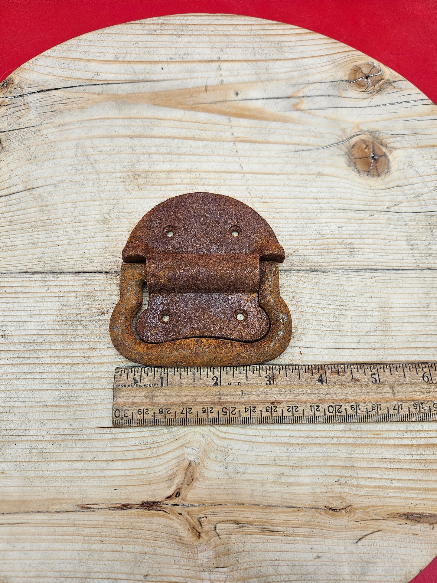 Chest Lifting Handle Heavy Cast Rust 100mm 2 part