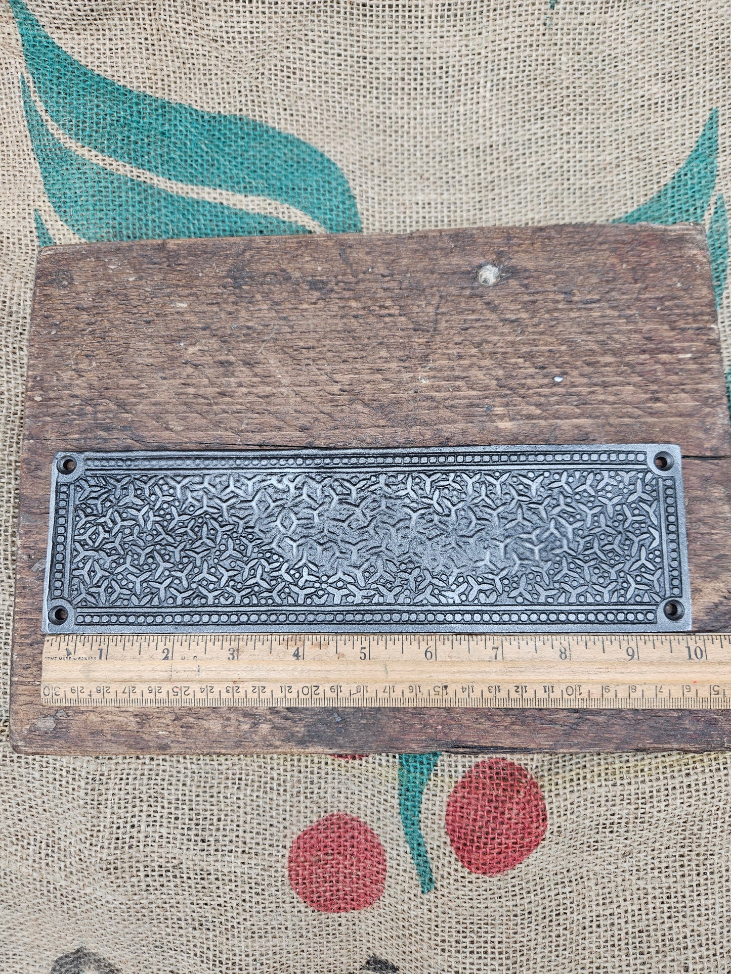 Push Finger Plate INCA design Antique Iron