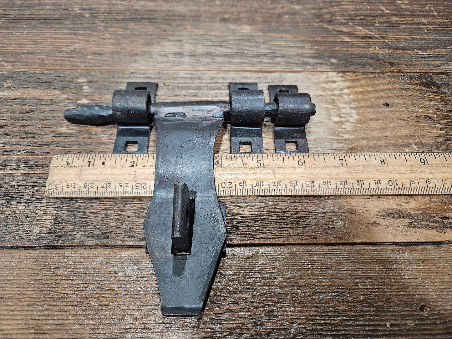 Sliding Hasp & Staple Heavy Door style Hand Forged Black 160mm (6.5" Wide)