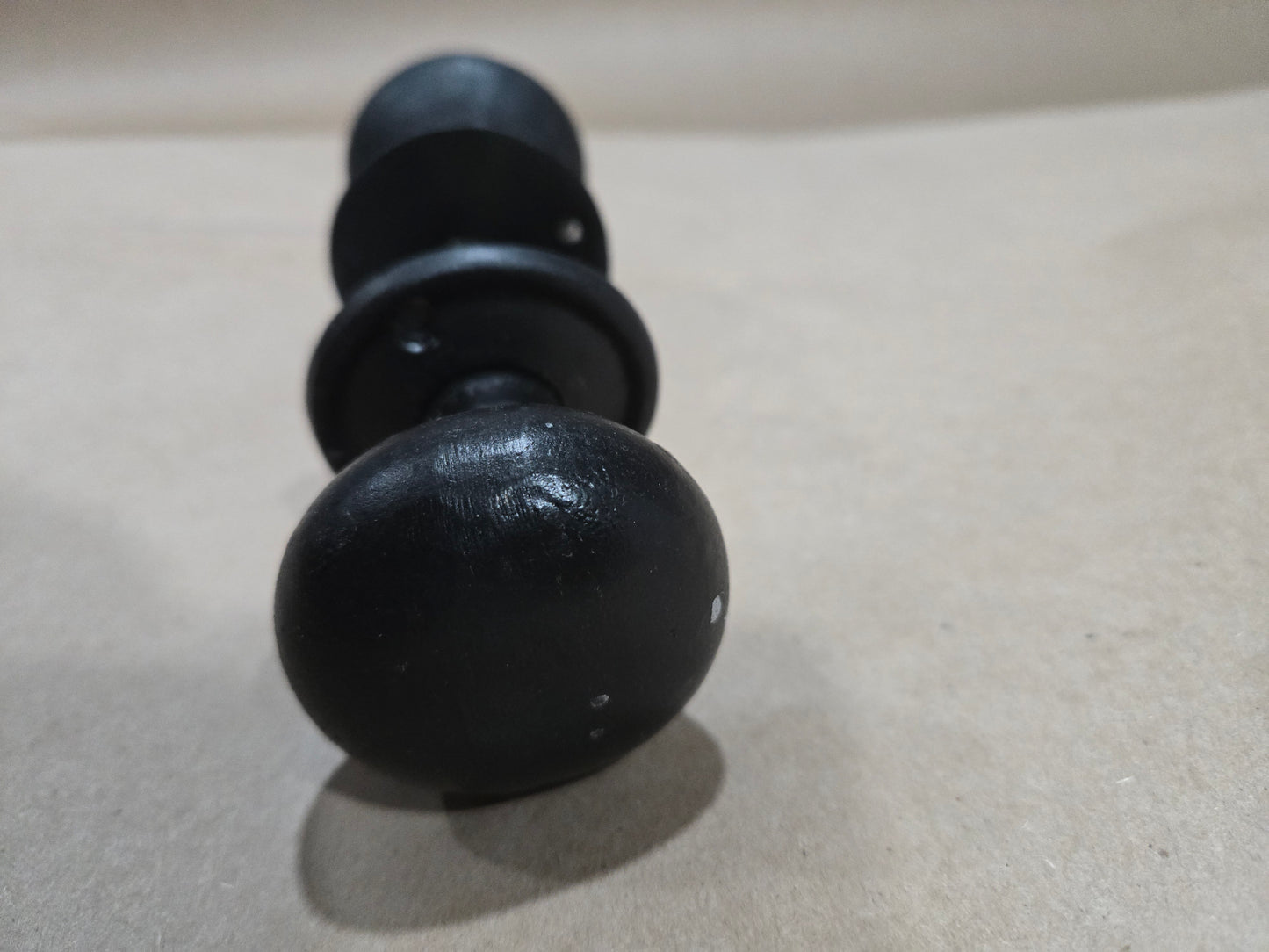 Door Knob Set - The Cottage Bun 2" Antique Iron, Beeswax Black, Solid Brass