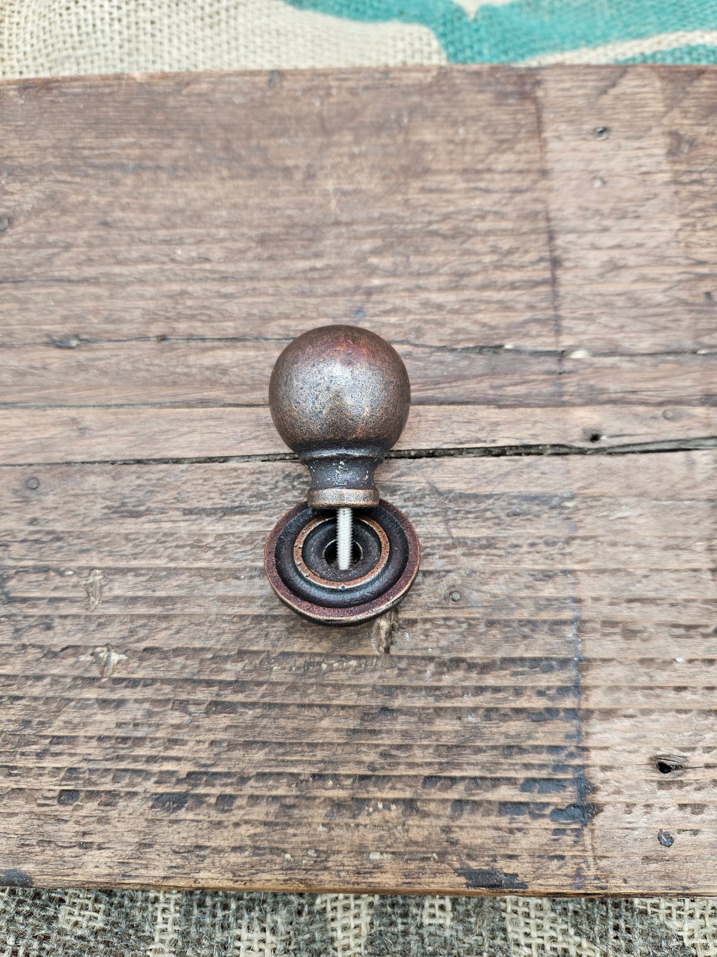 Ball & backplate Drawer Knob - Antique Copper