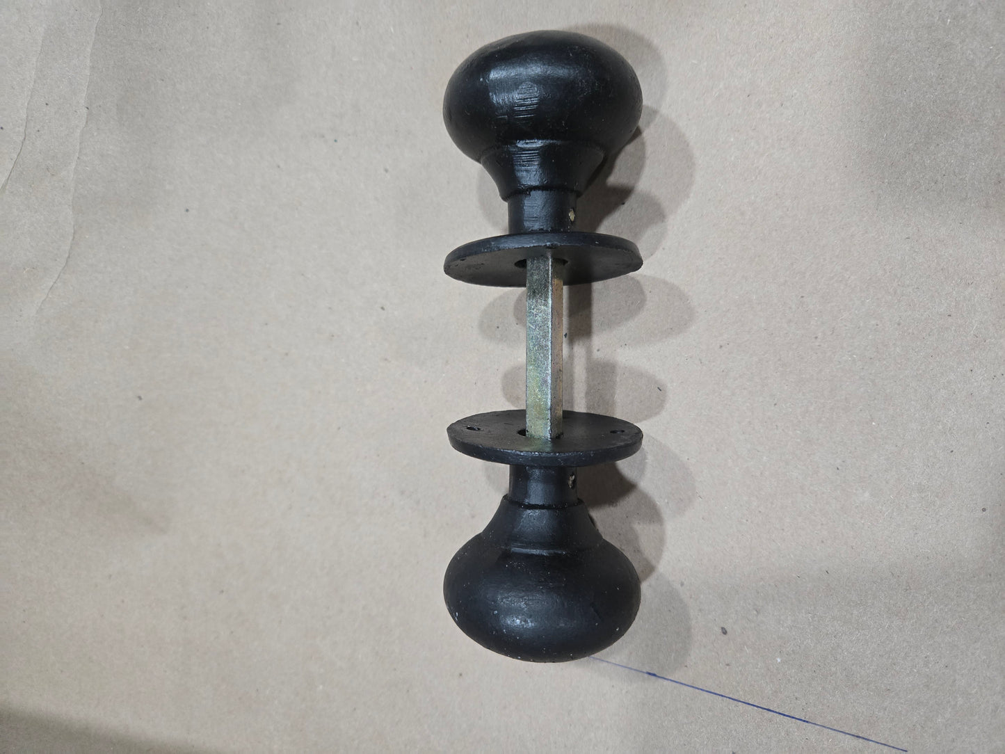 Door Knob Set - The Cottage Bun 2" Antique Iron, Beeswax Black, Solid Brass
