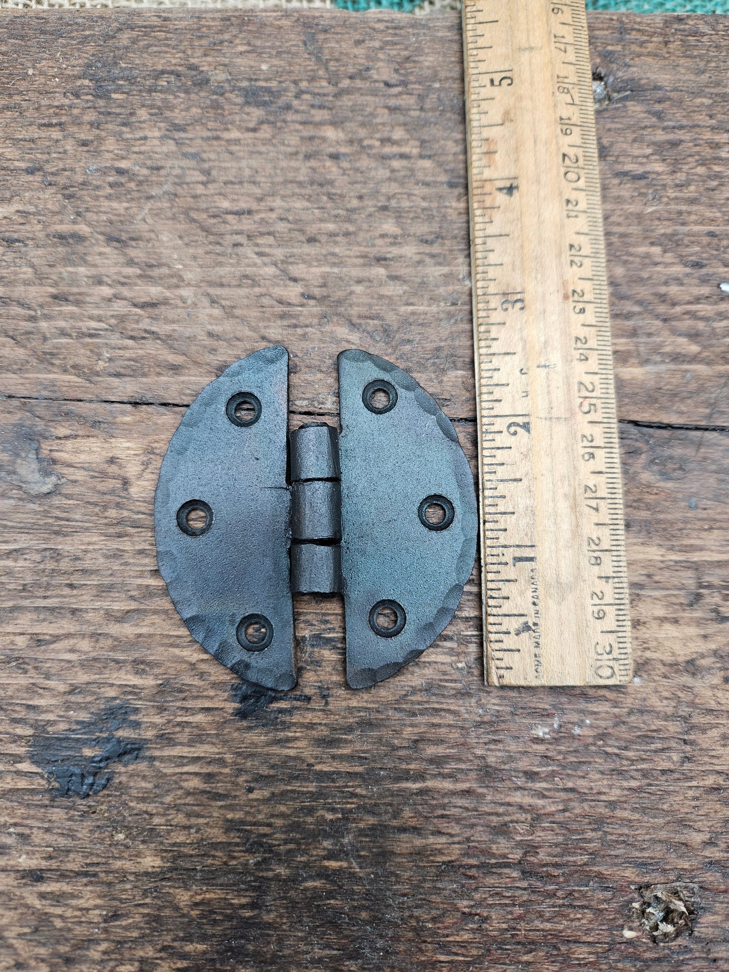 Round Disc Hinge Black Wax 65mm (Pickard)- hand forged - black wax finish