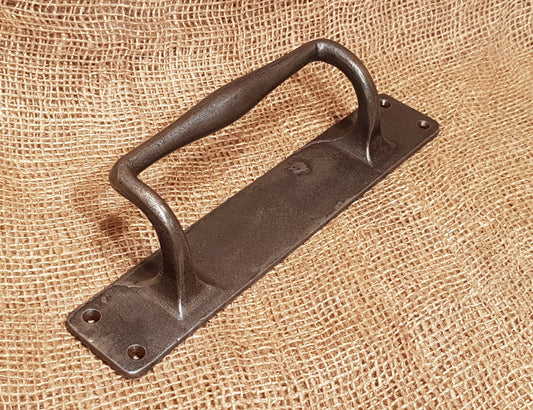 Door Handle on Back Plate - Heavy Duty Barn Door - Antique Iron - Spearhead Collection - Barn Door Handles - Barn Door Handles, Barn Restoration, Door Hardware, Entryway Hardware, Hardware, H