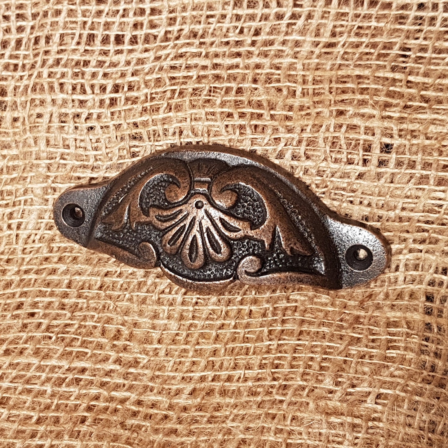 Fancy Slim Design - Antique Copper Cup Pull Handle - Spearhead Collection - Cup Pull Handles - Copper, Drawer Hardware, Hardware, Pull Handles