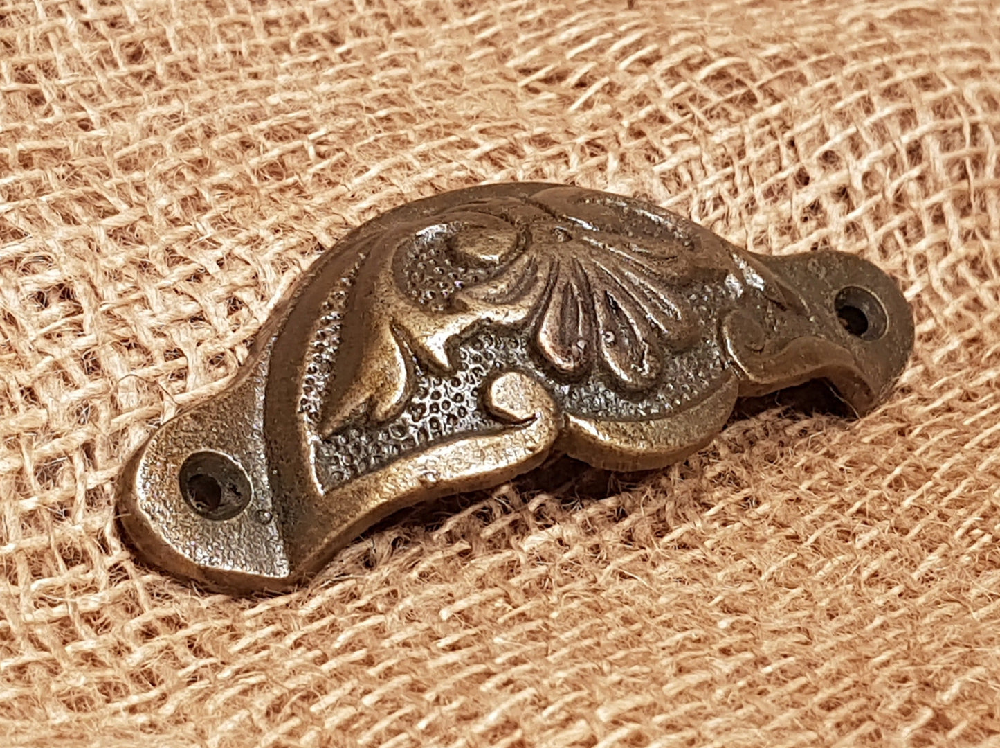 Fancy Slim Design - Antique Brass Cup Pull Handle - Spearhead Collection - Cup Pull Handles - Brass, Drawer Hardware, Hardware, Pull Handles