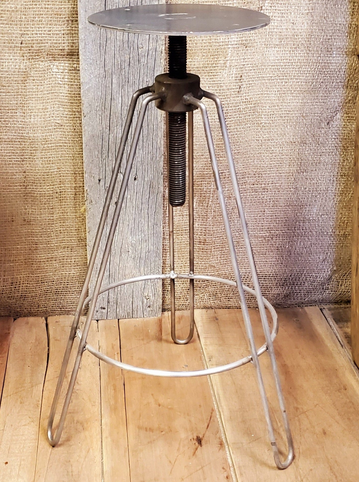 The 'Hairpin Leg' Stool - Adjustable Height Swivel Stool (No Top) - Spearhead Collection - Stools - Hairpin Legs, Hardware, Seating, Steel