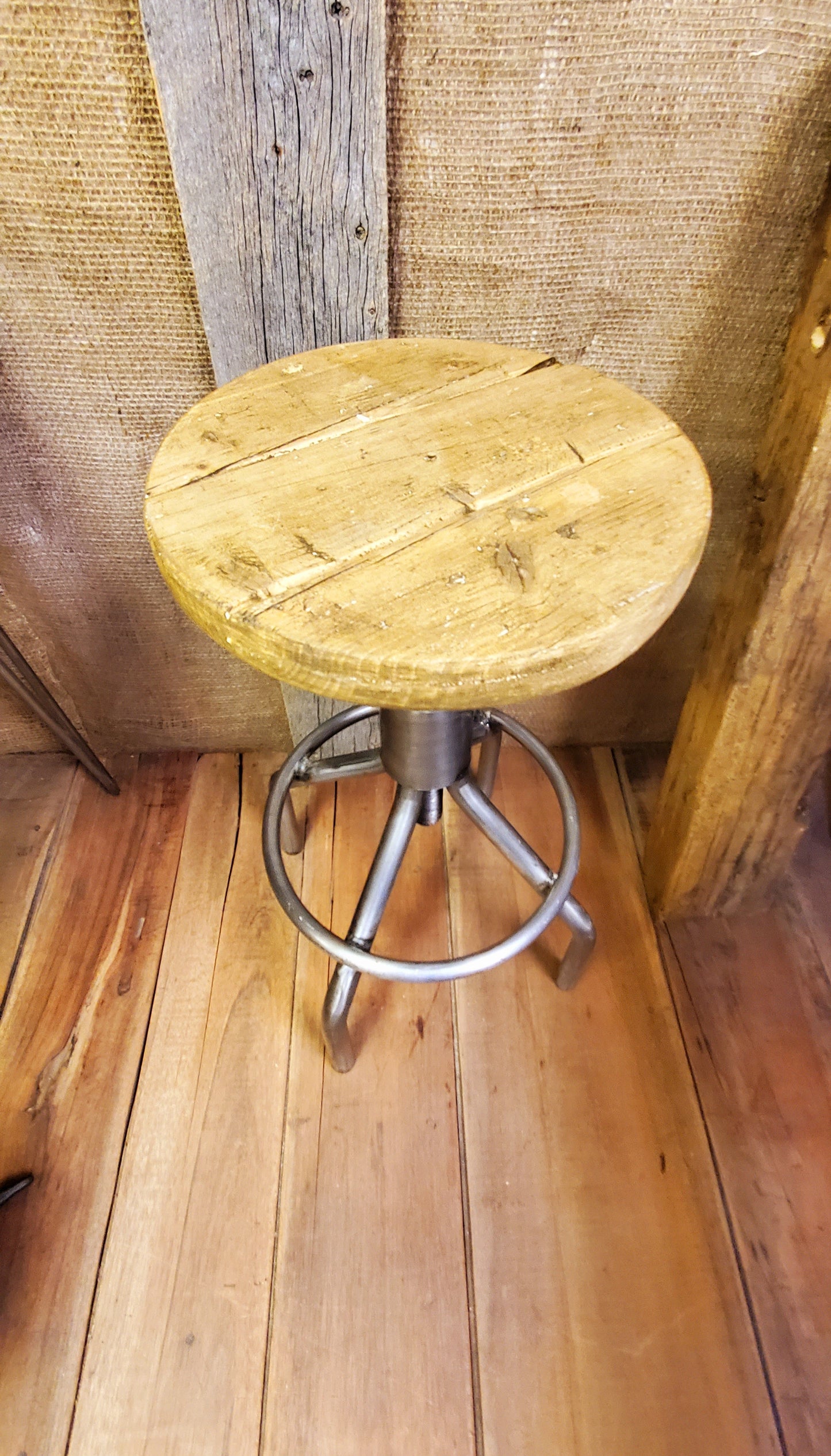 The 'Taylor' Round Base Tubular Adjustable Height Stool (No top) - Spearhead Collection - Stools - Furniture, Industrial, Seating