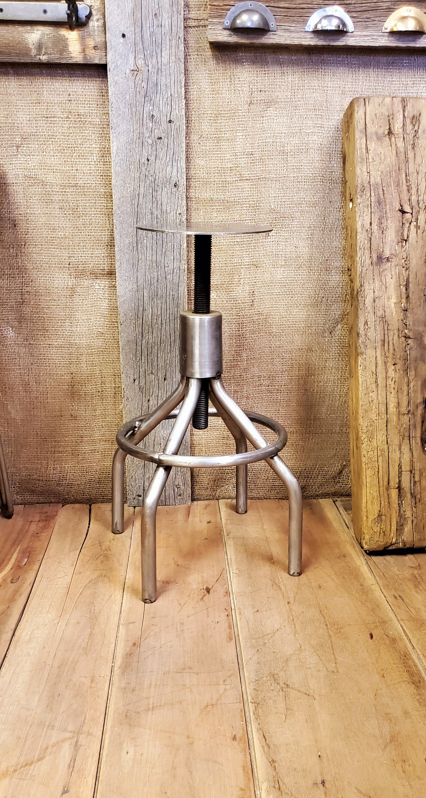 The 'Taylor' Round Base Tubular Adjustable Height Stool (No top) - Spearhead Collection - Stools - Furniture, Industrial, Seating