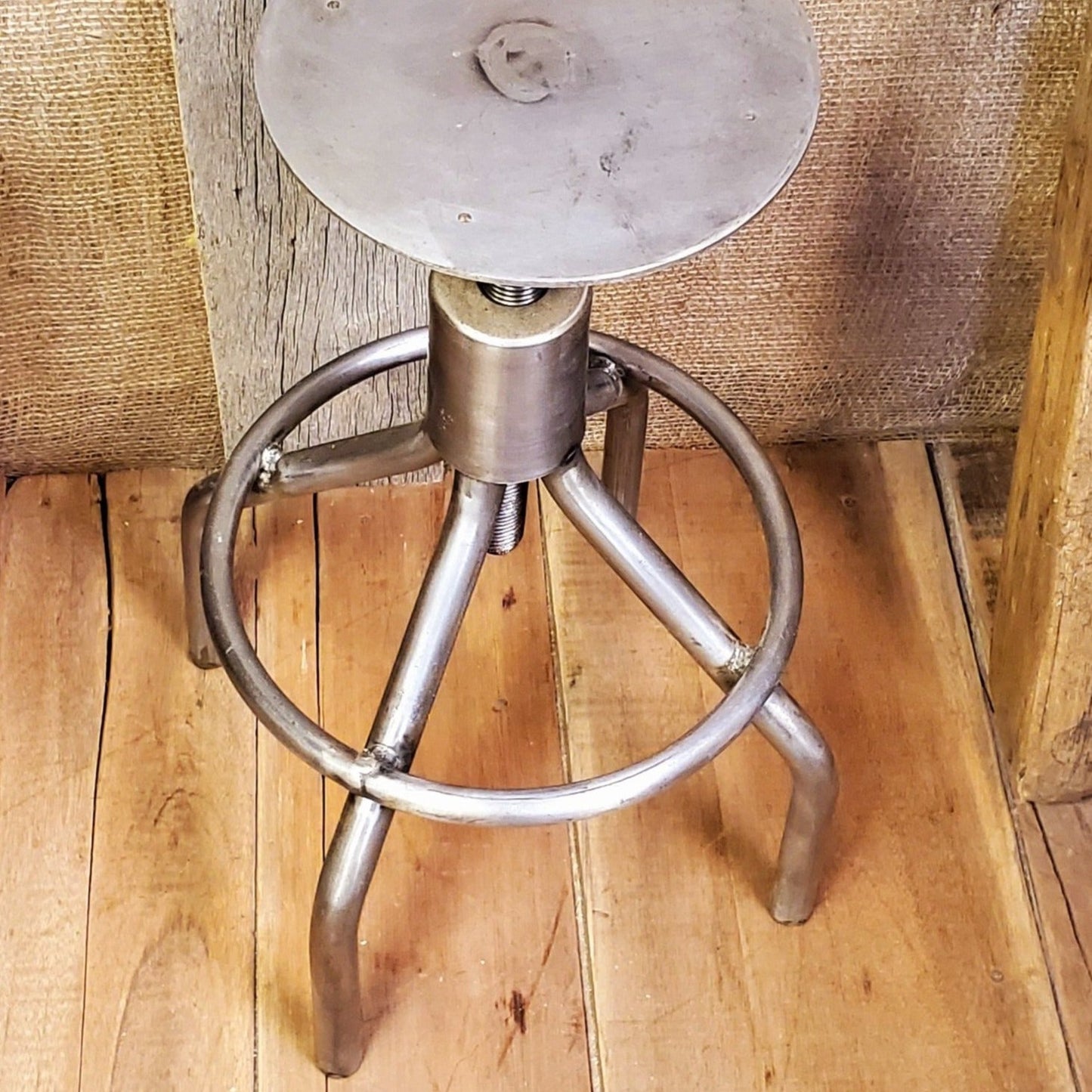 The 'Taylor' Round Base Tubular Adjustable Height Stool (No top) - Spearhead Collection - Stools - Furniture, Industrial, Seating