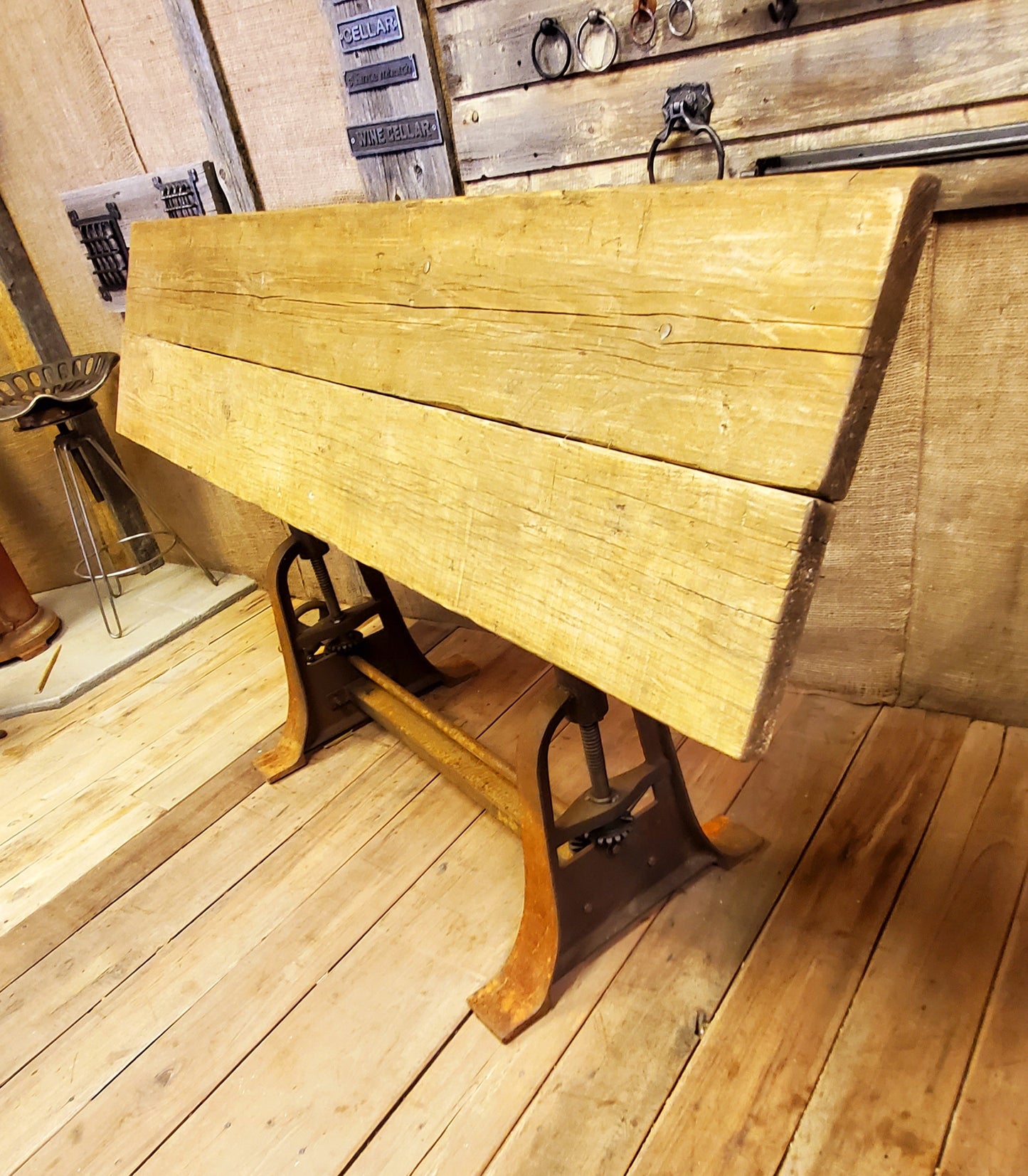 Draughtsman Table - Vintage Industrial, Antique Iron (No Top) - Spearhead Collection - Benches & Tables - Furniture, Re-claimed Wood