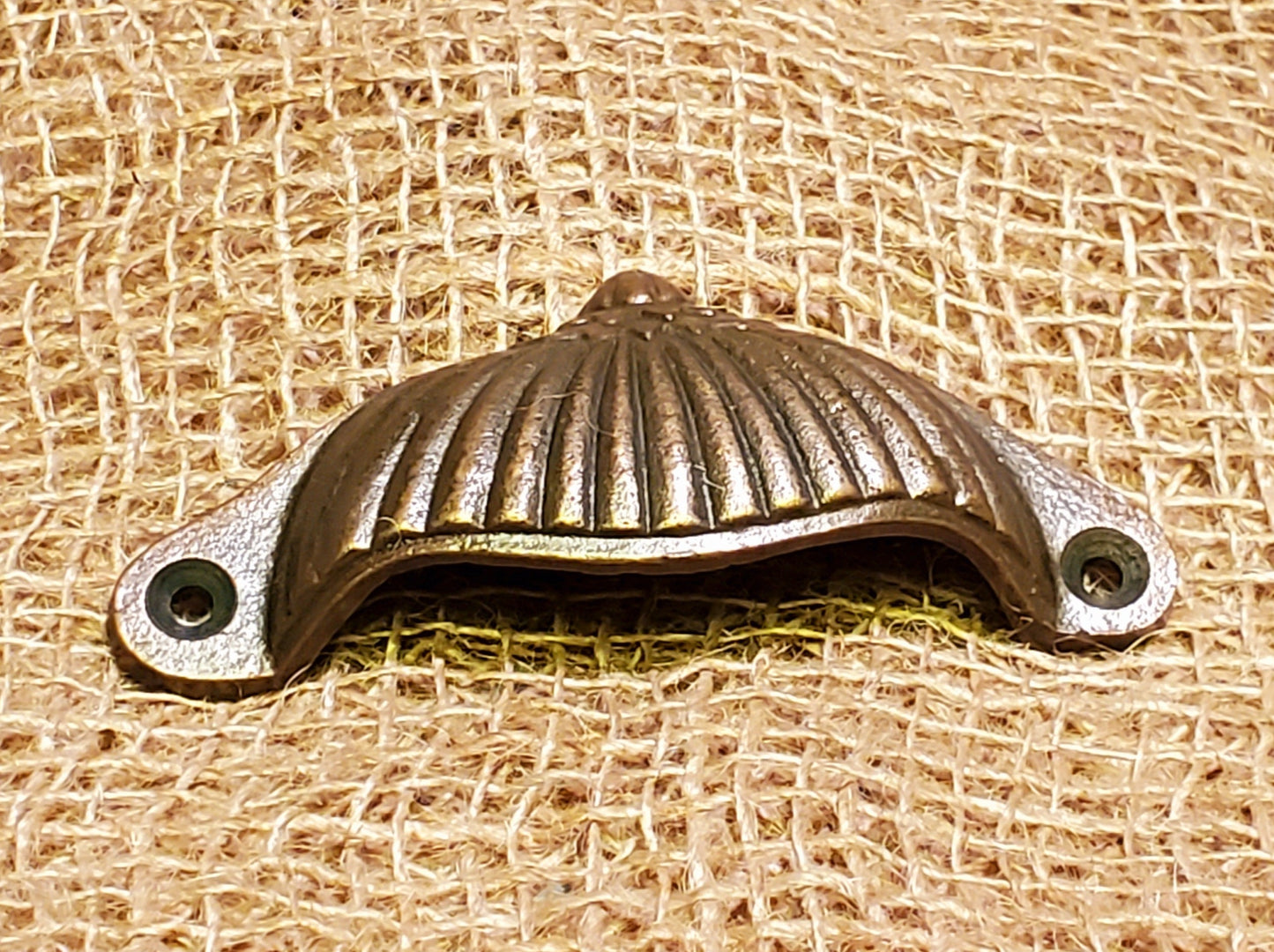 Ridged Sunrise Design - Antique Brass - Spearhead Collection - Cup Pull Handles - Brass, Cabinet Hardware, Drawer Hardware, Pull Handles