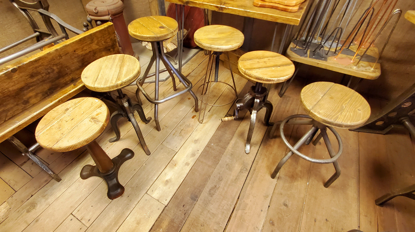 The 'Singer' Adjustable height Stool (No Top) - Spearhead Collection - Stools - adjustable height stool, industrial stool, Singer Stool, swivel stool, vintage stool