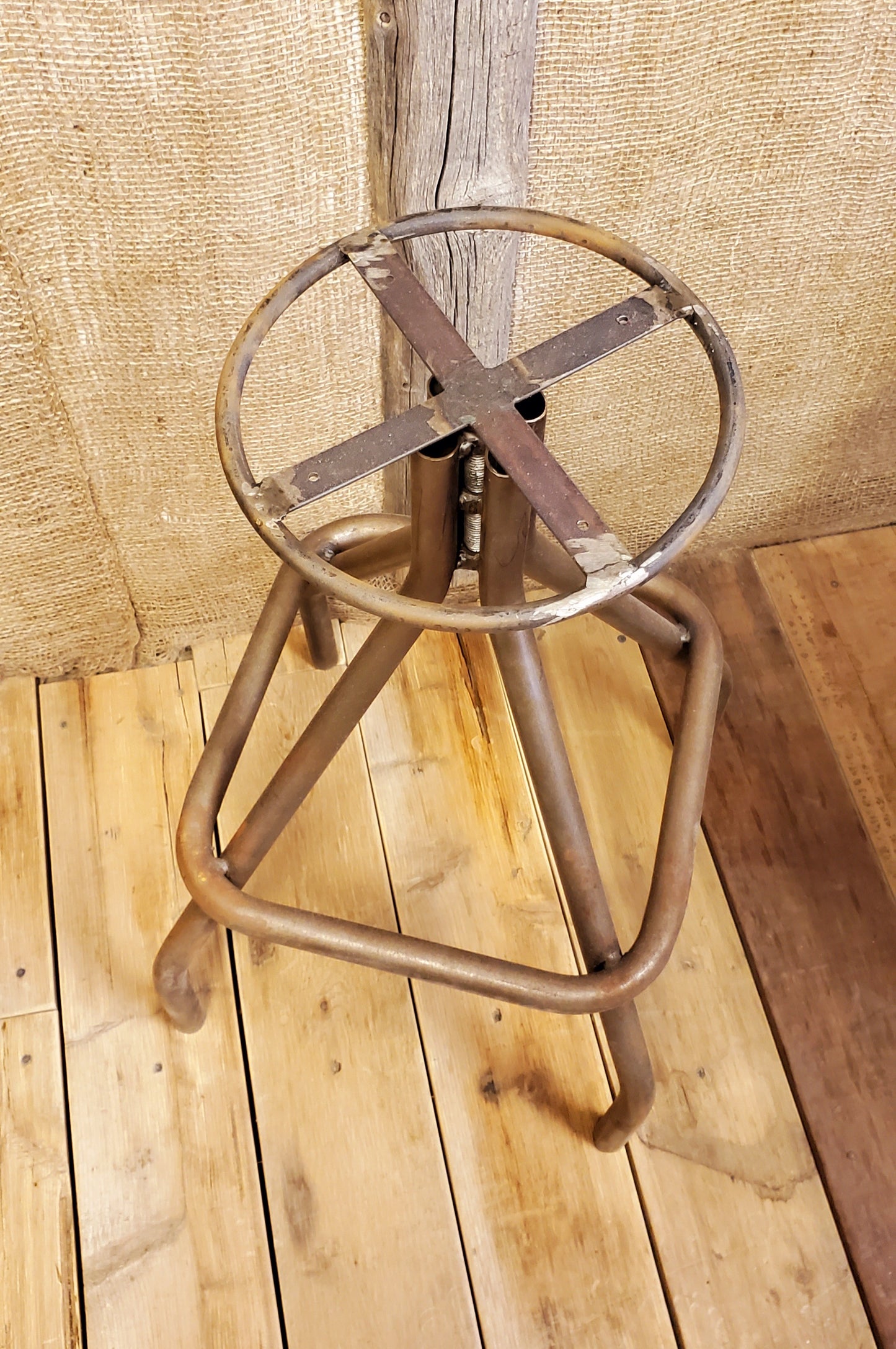 The 'Taylor' Square Base Tubular Adjustable Height Stool (No Top) - Spearhead Collection - Stools - Bar stool, industrial stool, stools, swivel stool, vintage stool