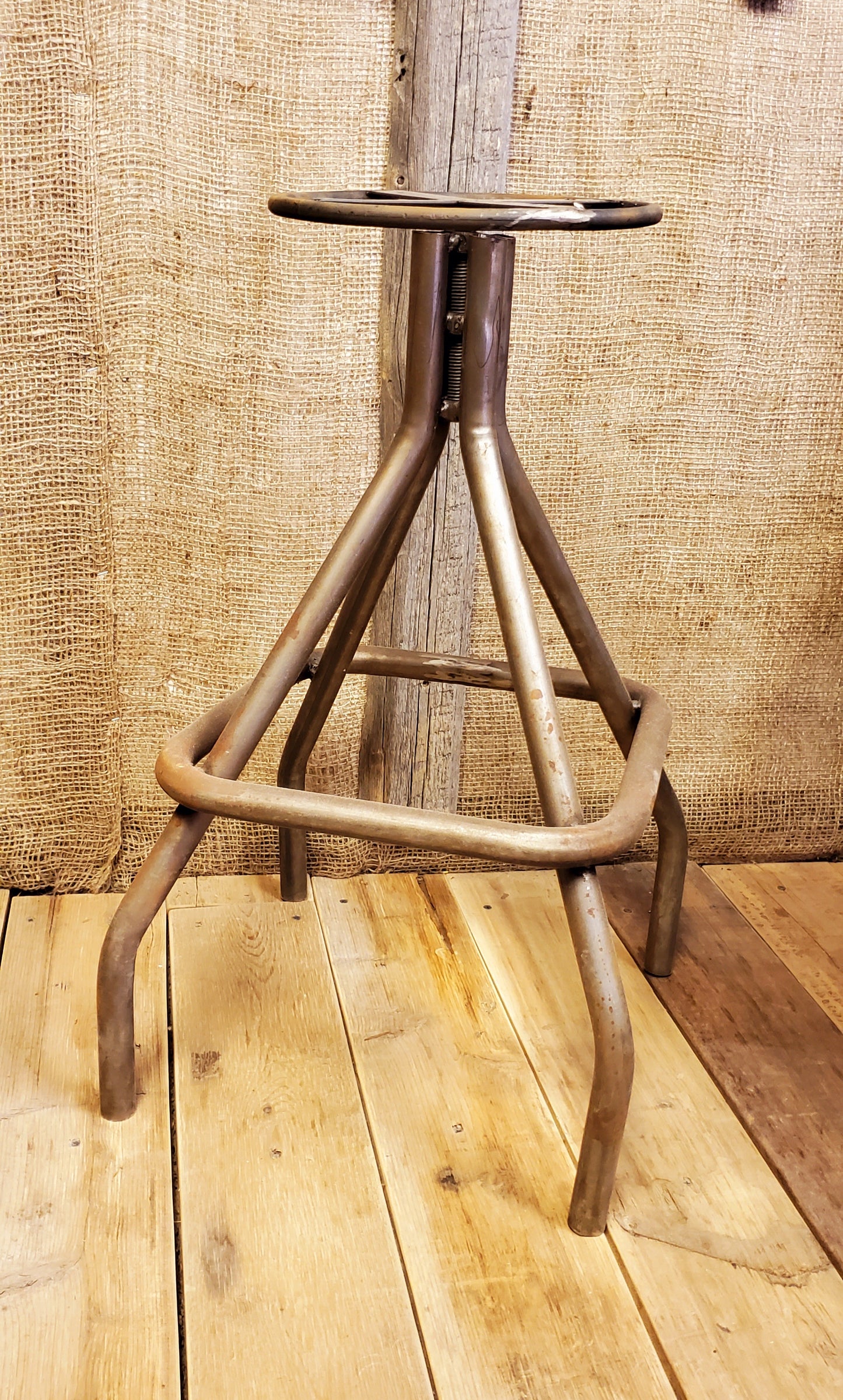 The 'Taylor' Square Base Tubular Adjustable Height Stool (No Top) - Spearhead Collection - Stools - Bar stool, industrial stool, stools, swivel stool, vintage stool