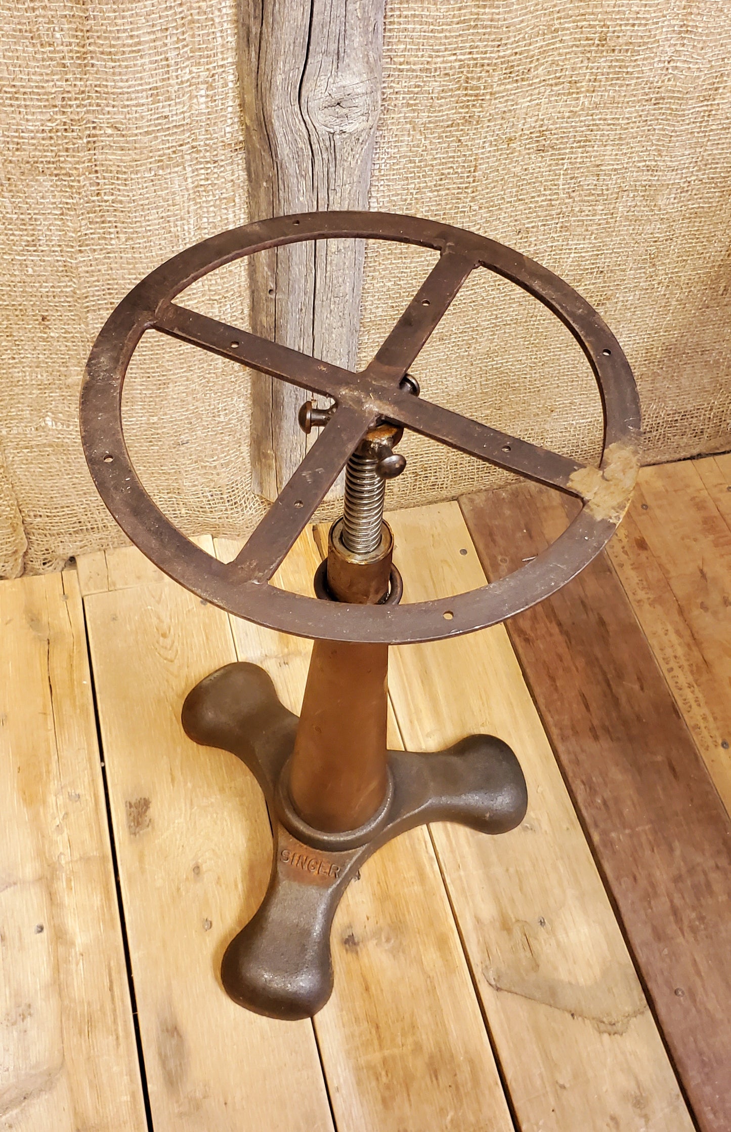 The 'Singer' Adjustable height Stool (No Top) - Spearhead Collection - Stools - adjustable height stool, industrial stool, Singer Stool, swivel stool, vintage stool