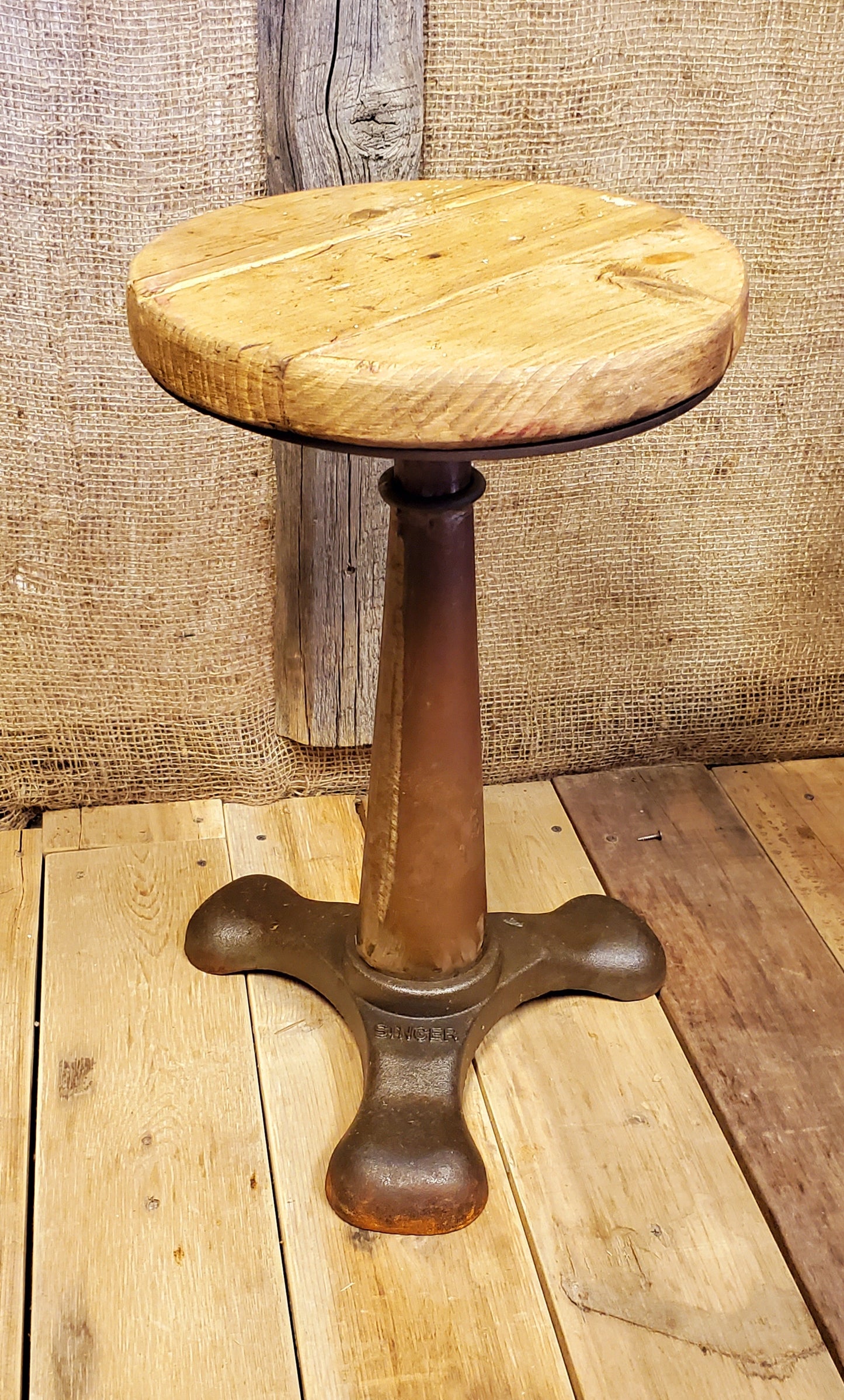 The 'Singer' Adjustable height Stool (No Top) - Spearhead Collection - Stools - adjustable height stool, industrial stool, Singer Stool, swivel stool, vintage stool