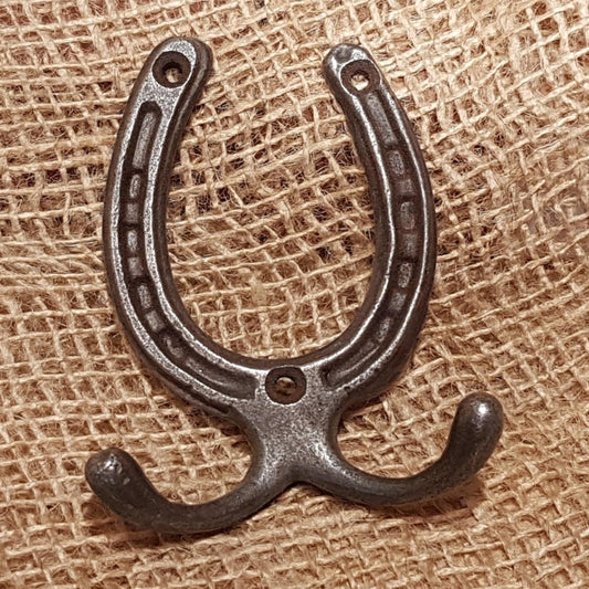 Double Robe Horseshoe Hook - 3" - Spearhead Collection - Double Robe Hooks - Double Hooks, Hardware, Hooks, Horse Shoe Design