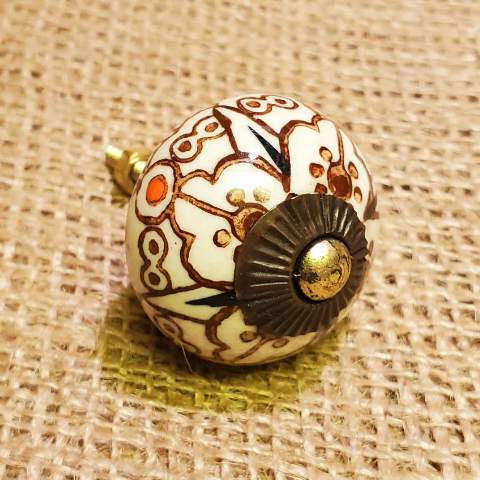 Filigree Ceramic Patterned Colored Drawer Knob