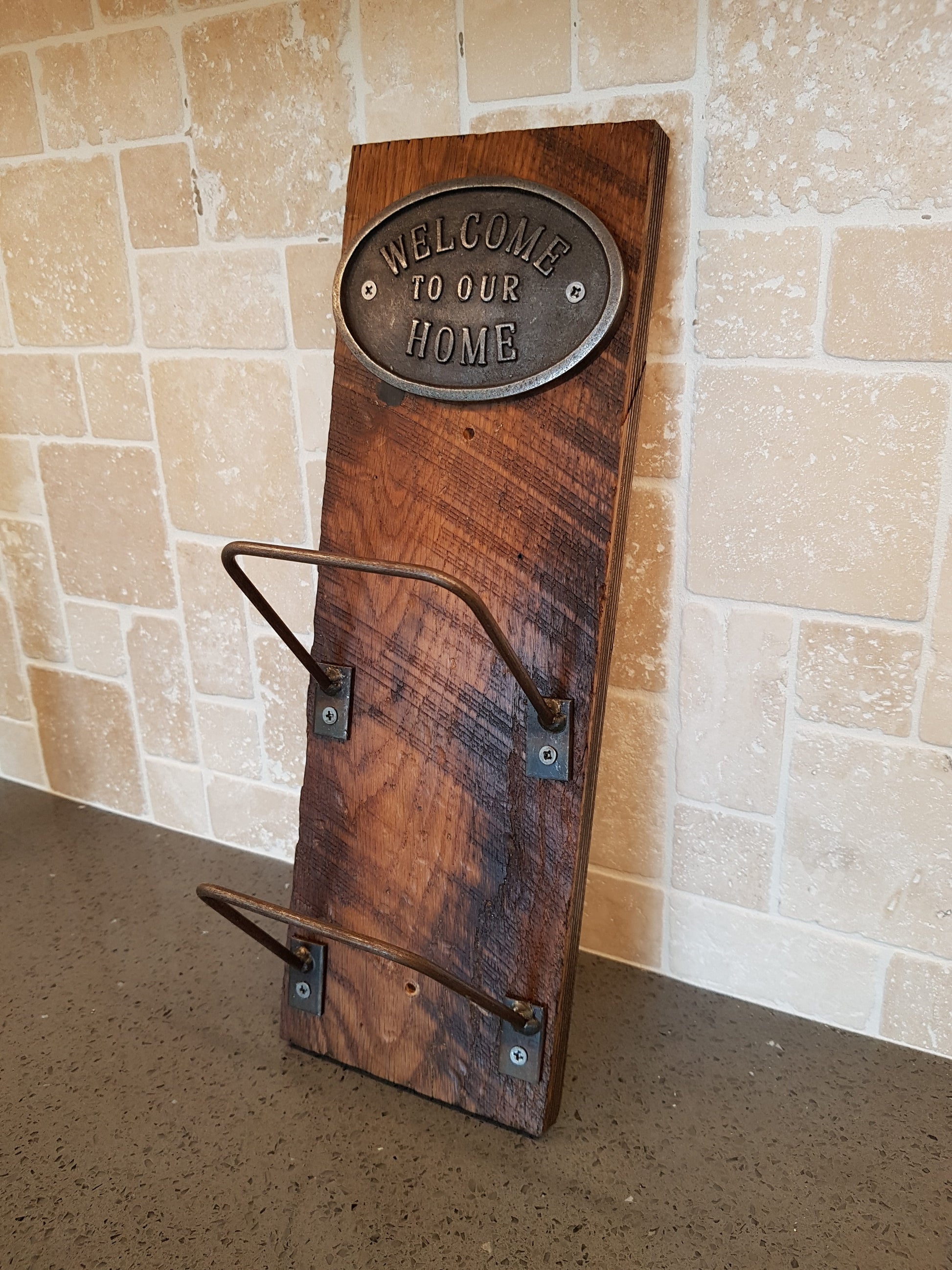 Wine Bottle Holder Bracket 4" Antique Iron - Spearhead Collection - Wine Bottle Holder - Misc. Brackets & Fittings, Rusted Finish, Support Brackets, The Man Cave, The Wine Cellar, Wine Bottle