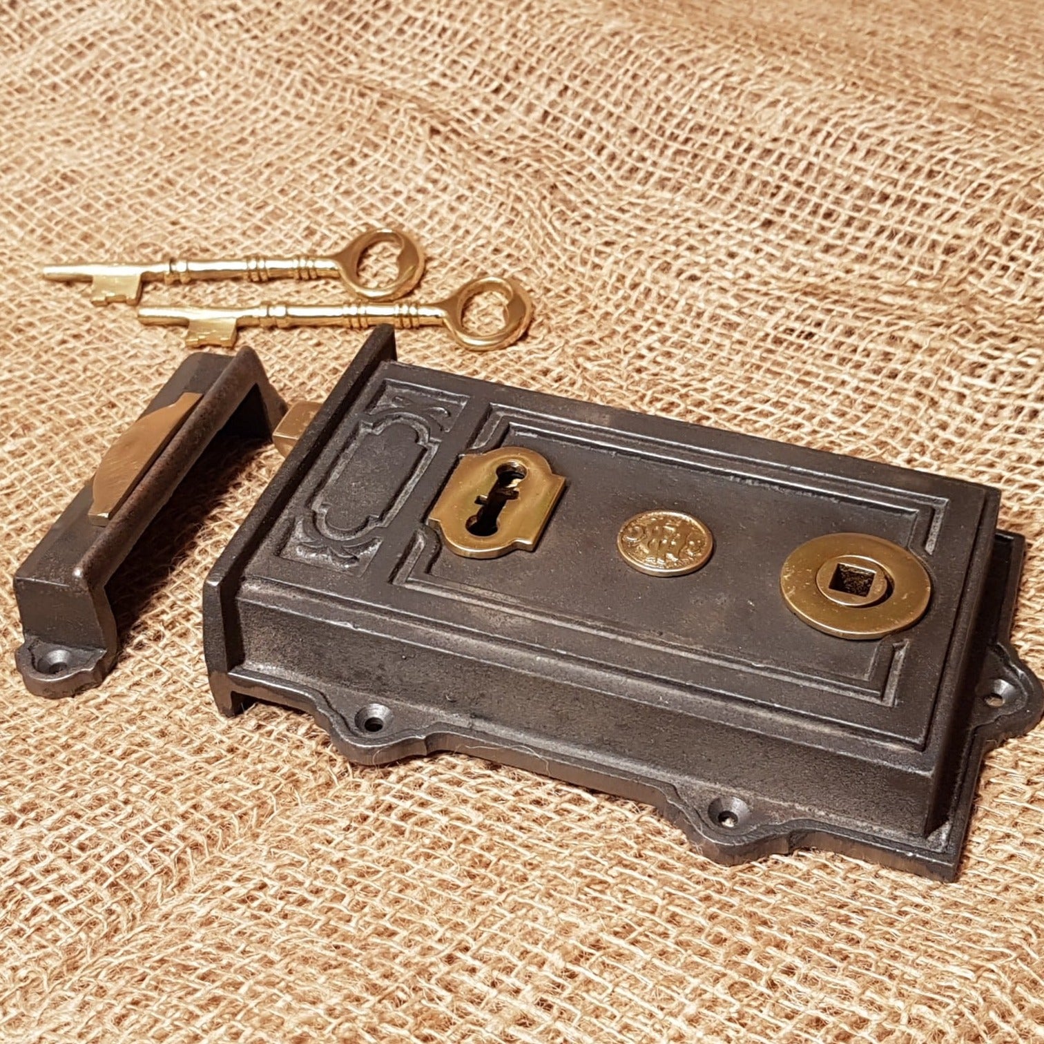Door Rim Lock - The Davenport Design - Spearhead Collection - Door & Gate Entryway Hardware - Brass, Door Hardware, Hardware, Rim Locks