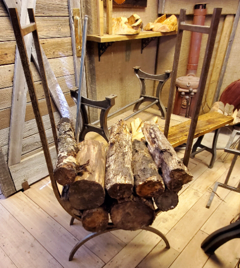 Log Holder Vintage Antique Iron Large Spearhead Company