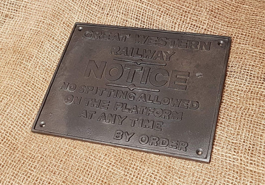 No Spitting - Railway Station Notice - Spearhead Collection - Plaques and Signs - Exterior Decor, Home Decor, Office Decor, Plaques and Signs