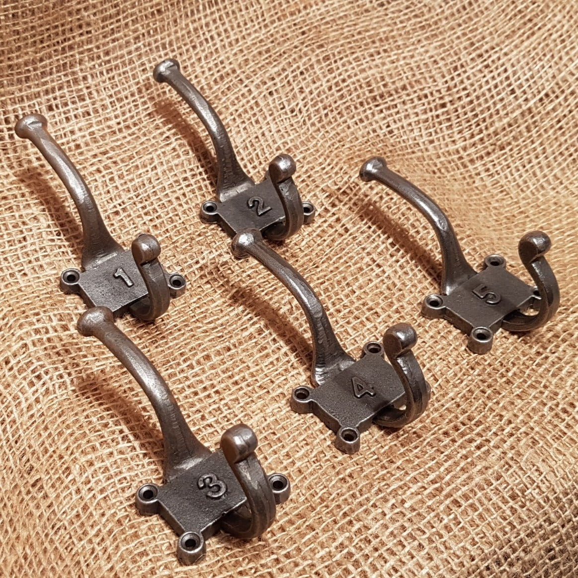 Retro Vintage Numbered 1-5 Hat & Coat Hook set - Spearhead Collection - Hat and Coat Hooks - Country Farmhouse, Hardware, Hat and Coat Hooks, Numbered Hooks