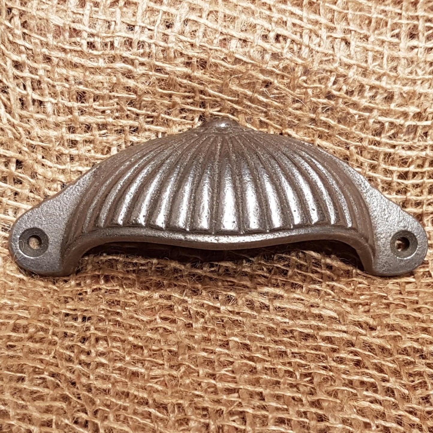 Ridged Sunrise Design - Antique Iron - Spearhead Collection - Cup Pull Handles - Cabinet Hardware, Drawer Hardware, Pull Handles