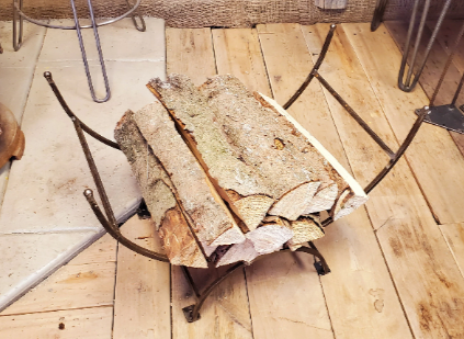 Log Holder Vintage Antique Iron or Rustic finish- Hand Made in Canada
