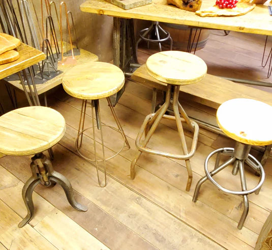 Wooden Saddle Bar Stools