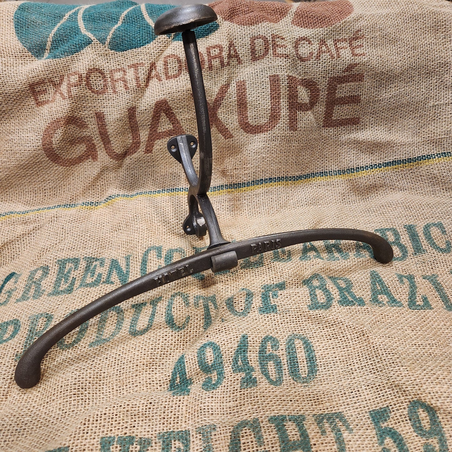 Clothes Hanger Jacket HIlton, Paris, or Ritz style Cast Antique Iron 400mm