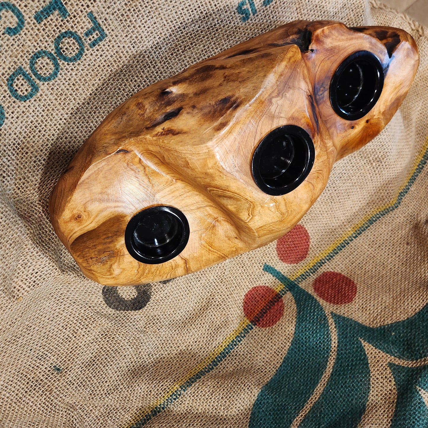 Tealight holder. One of a Kind Reclaimed Wood from trees cut down from a forest fire.